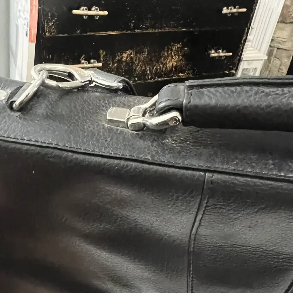 BOSCA Black Soft Leather Double Gusset Flapover Briefcase Messenger Bag